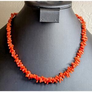 Vintage Graduated Coral Bead Necklace W/ Gold Tone Slide In Clasp